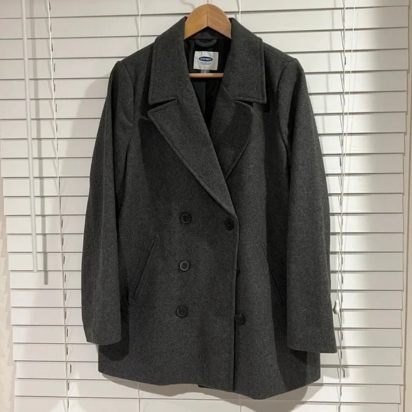 Old Navy Women’s Pea Coat, Heather Gray, Size Large, NEVER WORN